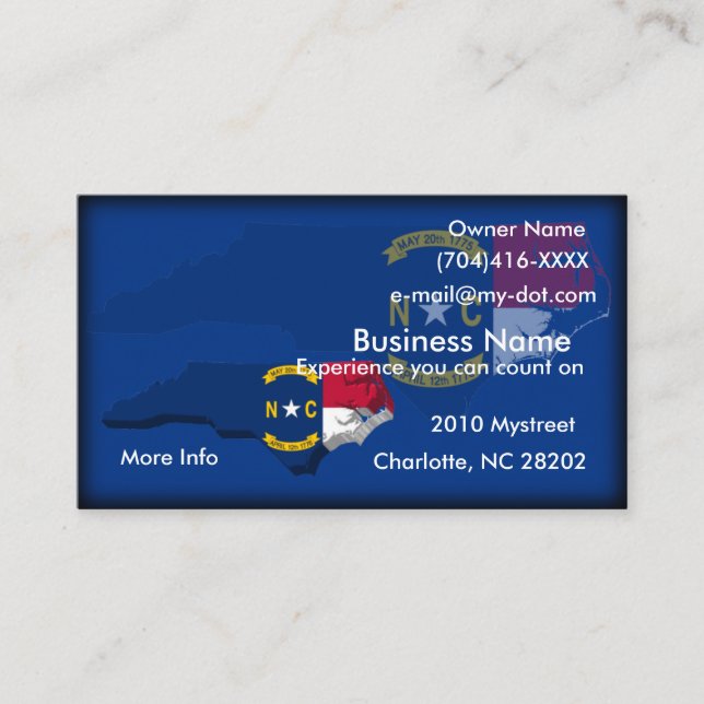 North Carolina Flag Map Business Card (Front)