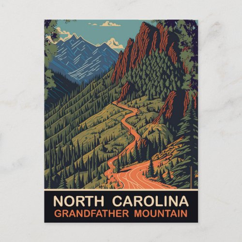 North Carolina Grandfather mountain Travel Postcard