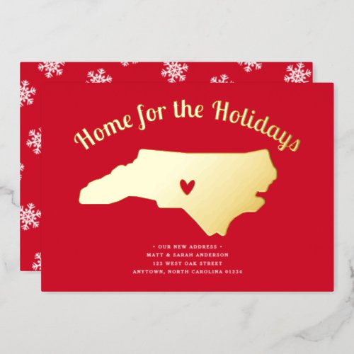 NORTH CAROLINA Home for the Holidays New Address Foil Holiday Card