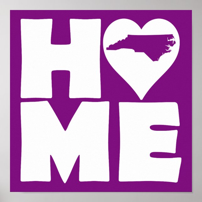 North Carolina Home Heart State Poster Sign (Front)