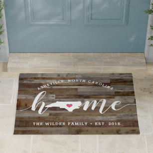 North Carolina Home State Personalized Wood Look Doormat