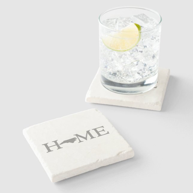 North Carolina Home State Shaped Letter Word Art Stone Coaster (Side)