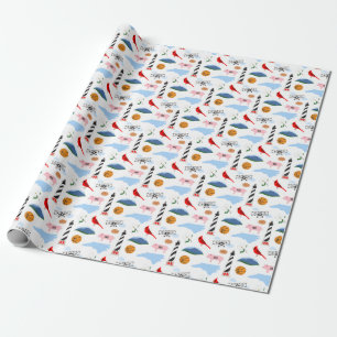 North Carolina Icons Wrapping Paper