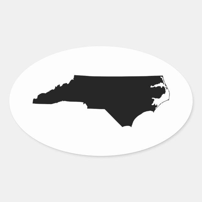 North Carolina in Black and White Oval Sticker (Front)