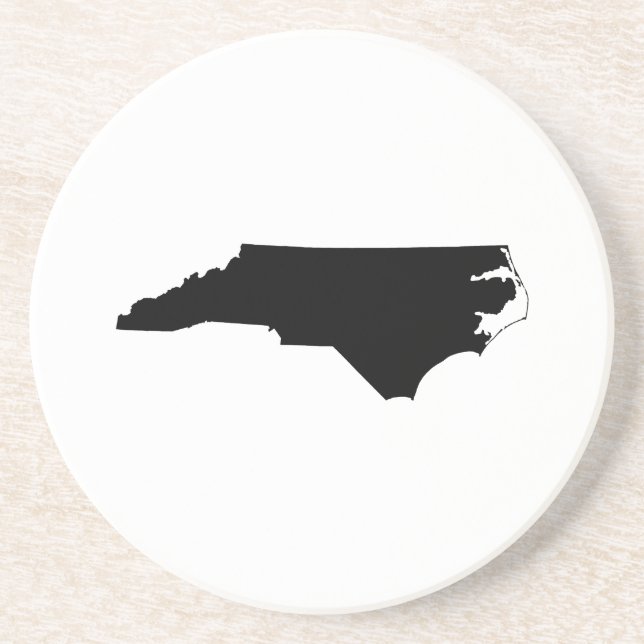 North Carolina in Black and White Sandstone Coaster (Front)