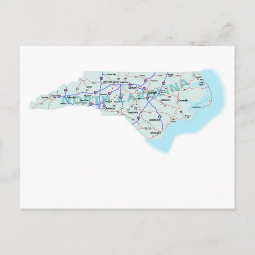North Carolina Interstate Map Postcard