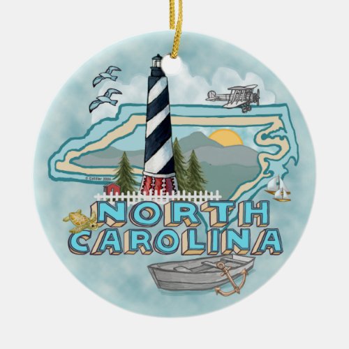 North Carolina Lighthouse Ceramic Ornament