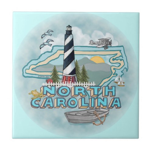 North Carolina Lighthouse Ceramic Tile