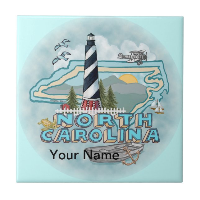 North Carolina Lighthouse Ceramic Tile (Front)