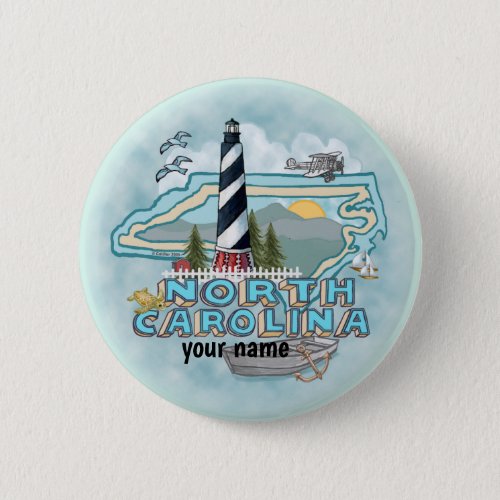 North Carolina Lighthouse custom name  Button