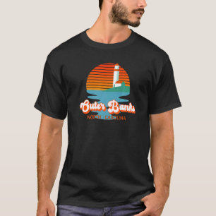 North Carolina Lighthouse Retro Sunset Style Obx O T-Shirt