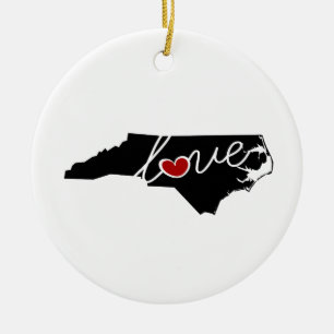 North Carolina Love!  Gifts for NC Lovers Ceramic Ornament