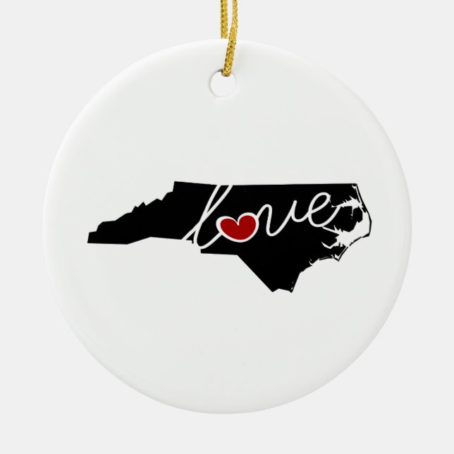 North Carolina Love!  Gifts for NC Lovers Ceramic Ornament (Front)
