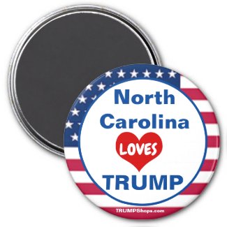 North Carolina LOVES TRUMP Patriotic Fridge Magnet