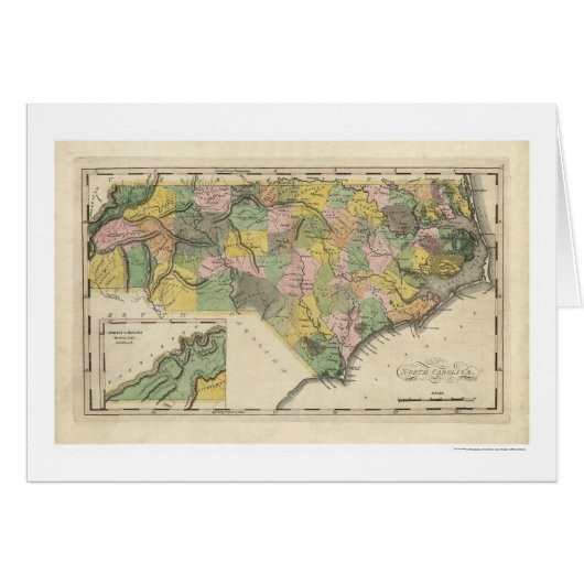 North Carolina Map 1814 Cards (Front Horizontal)