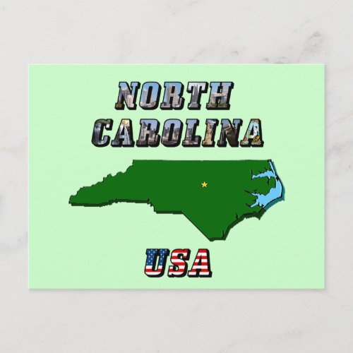 North Carolina Map and Text Postcard