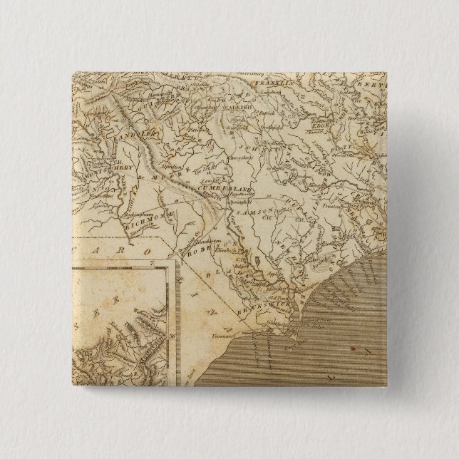 North Carolina Map by Arrowsmith Pinback Button (Front)