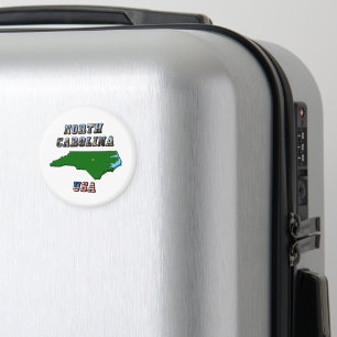 North Carolina Map Outline, Photo & US Flag Text Magnet