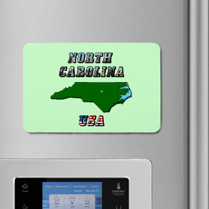 North Carolina Map, Photo & US Flag Text Flexible Magnet