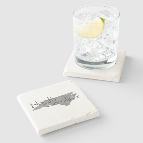 North Carolina Map Shaped Vintage Gray Chalkboard Stone Coaster