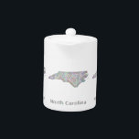 North Carolina map Teapot<br><div class="desc">Colorful line art design map of North Carolina state.</div>