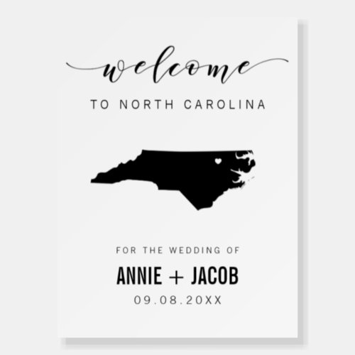 North Carolina Map Wedding Welcome Sign Foam Board