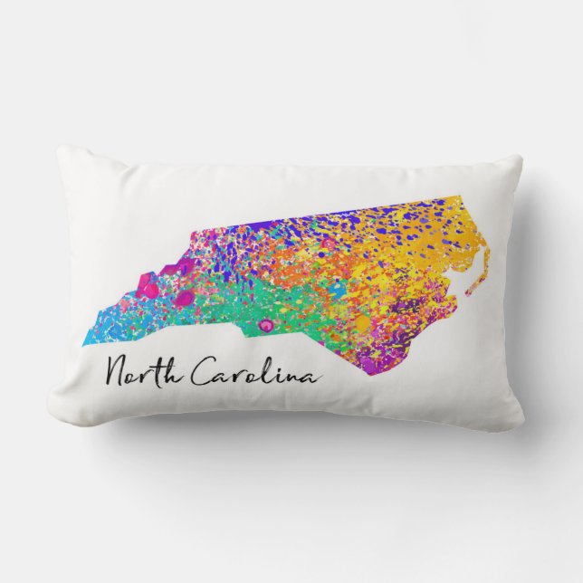 North Carolina Modern Map Lumbar Pillow (Front)