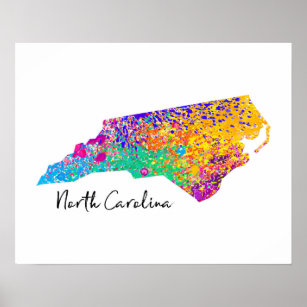North Carolina Modern Map Poster
