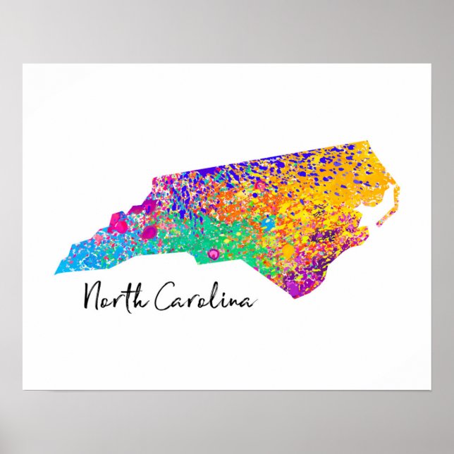 North Carolina Modern Map Poster (Front)