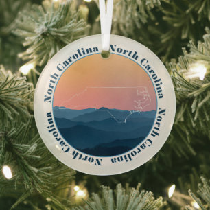 North Carolina Mountains Glass Ornament