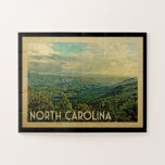 North Carolina Mountains Vintage Travel Jigsaw Puzzle<br><div class="desc">North Carolina design in Vintage Travel style featuring the Smoky Mountains and Blue Ridge Mountains.</div>