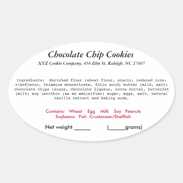 North Carolina NC Cottage Law Label bakery  (Front)