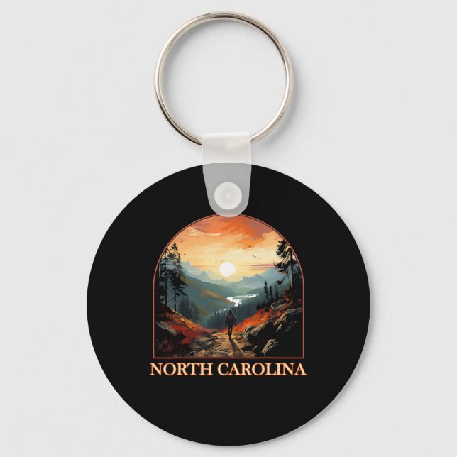 North Carolina Nc Hiking Mountain State Pride  Keychain (Front)