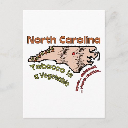 North Carolina NC Motto  Tobacco is a Vegetable Postcard
