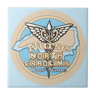 North Carolina Nurse Caduceus Ceramic Tile