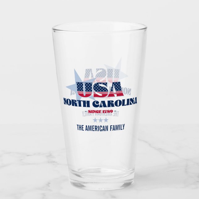 North Carolina Patriotic Pride Personalized Glass (Front)