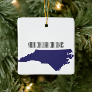 North Carolina Personalized Christmas Ceramic Ornament