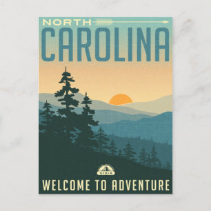 North Carolina Postcard Mountains Vintage Travel