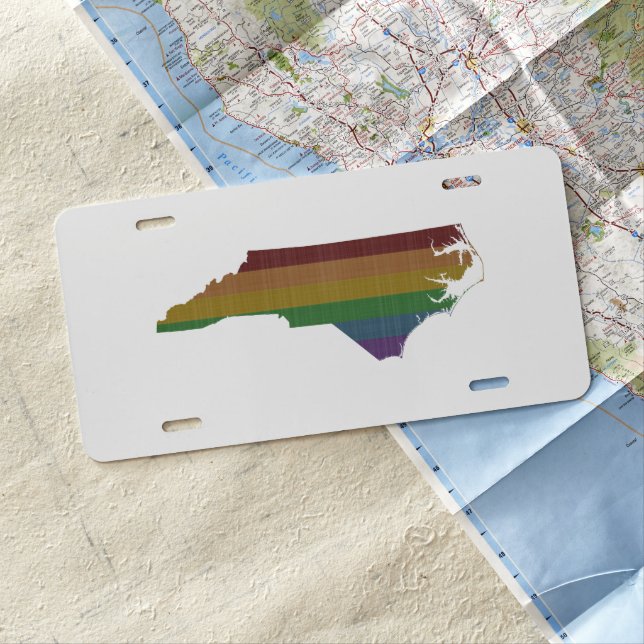 North Carolina Rainbow Gay Pride License Plate (In Situ)