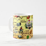 North Carolina - Raleigh Map Mug<br><div class="desc">A fun vintage postcard map of the North Carolina detailing Raleigh and surrounds repurposed on a mug. You can reposition the map to feature any part of the state.</div>