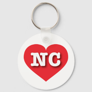 North Carolina Red Heart - I love NC Keychain