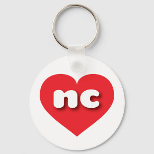 North Carolina red heart - I love nc Keychain