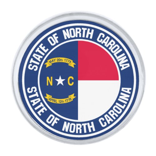 North Carolina Round Emblem Silver Finish Lapel Pin