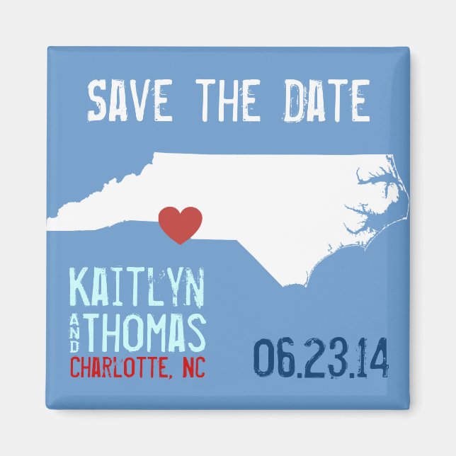 North Carolina Save the Date - Customizable City Magnet (Front)