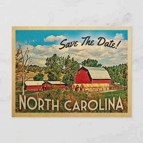 North Carolina Save The Date Farm Barn Rustic Announcement Postcard