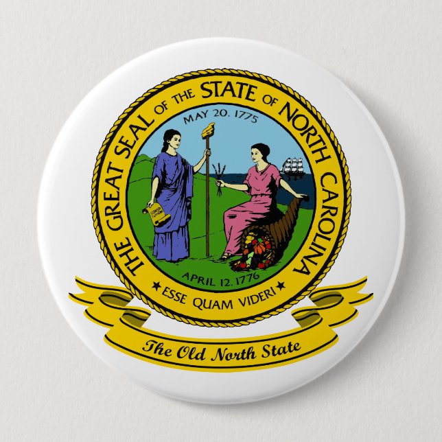 North Carolina Seal Pinback Button (Front)