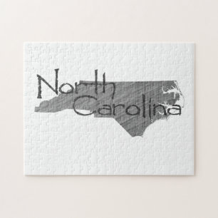 North Carolina Shaped Old Grey Chalkboard and Name Jigsaw Puzzle