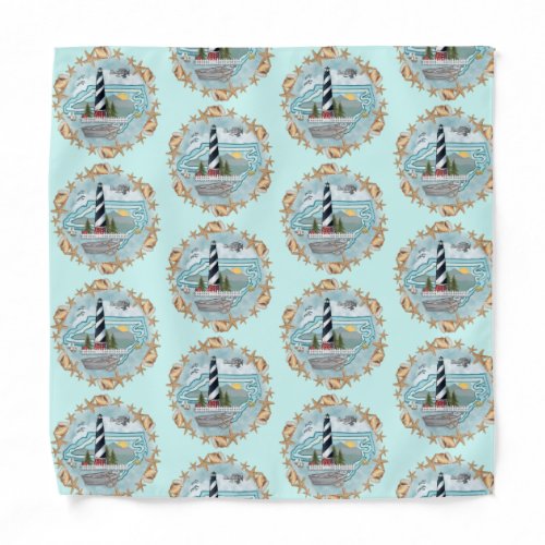 North Carolina Shells Lighthouse Bandana