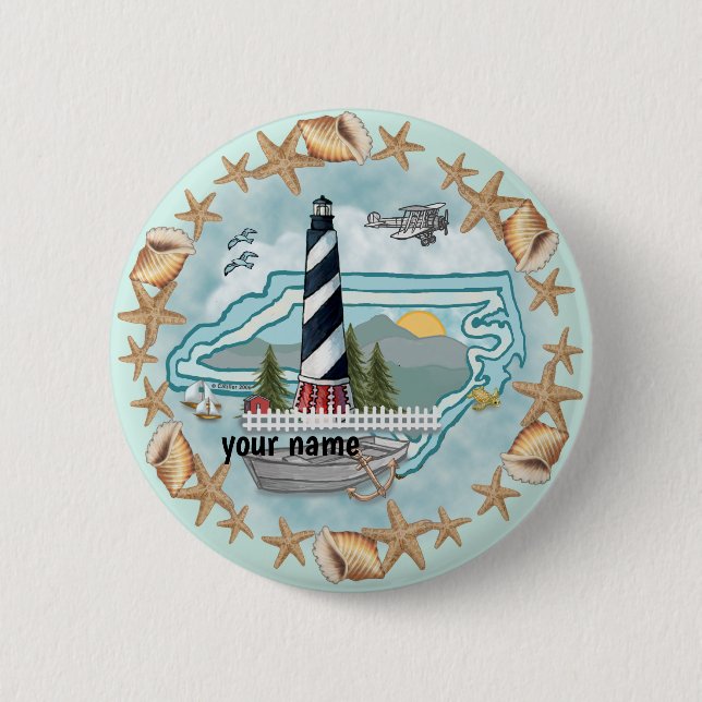 North Carolina Shells Lighthouse  Button (Front)