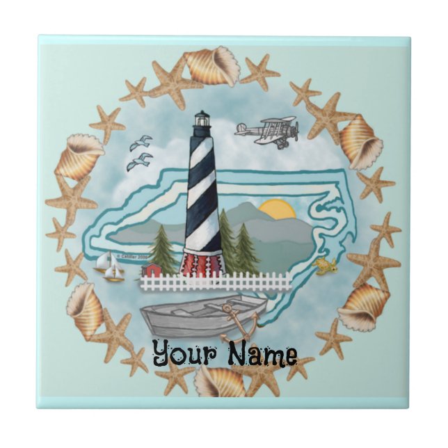 North Carolina Shells Lighthouse  Tile (Front)
